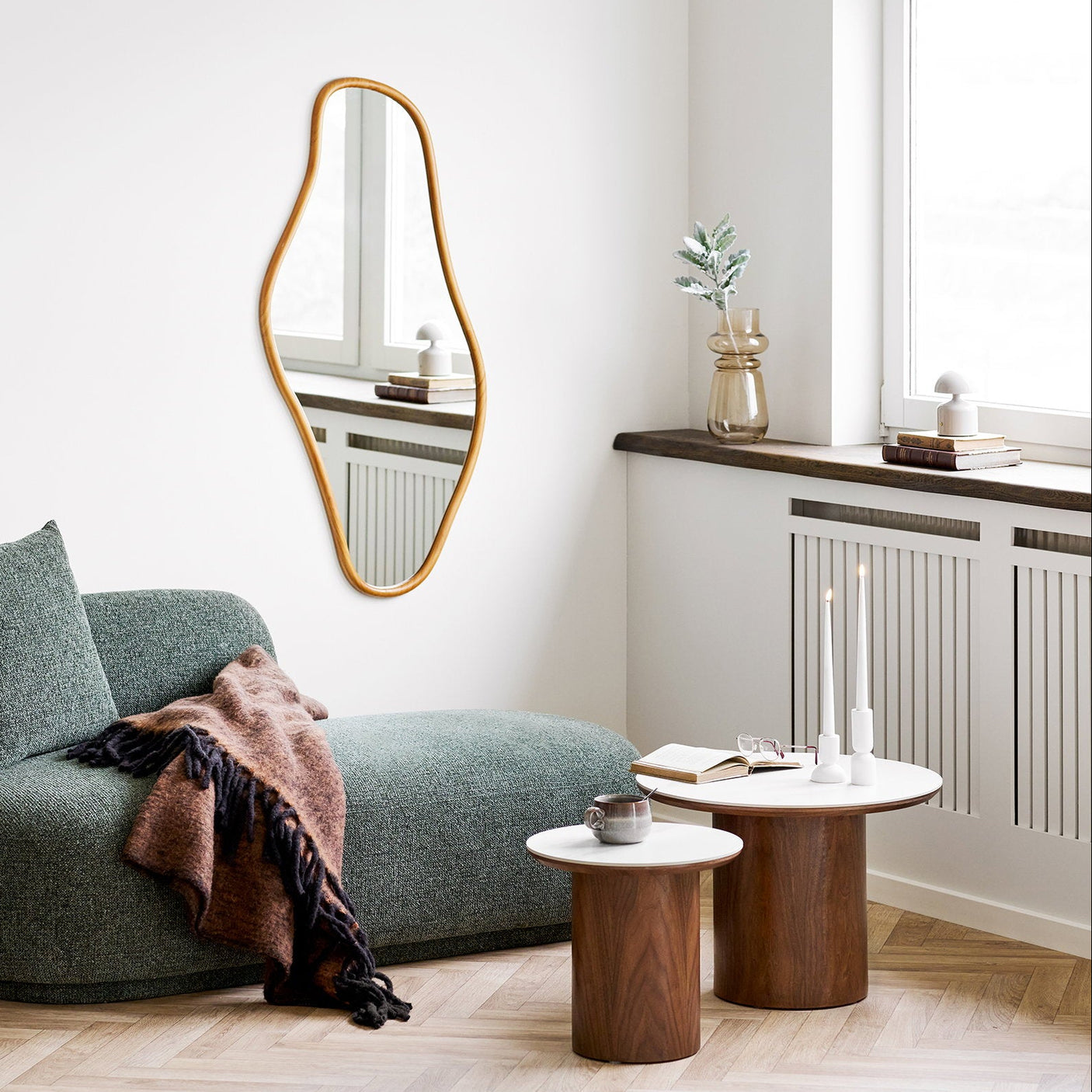 Noli sofabord keramikk hvit/mørk brun ø60 cm