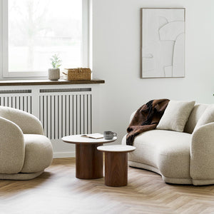 Noli sofabord keramikk hvit/mørk brun ø60 cm