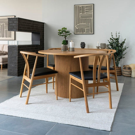 "Rundt spisebord 120 cm natural med sokkelbase kvadratisk bilde"
