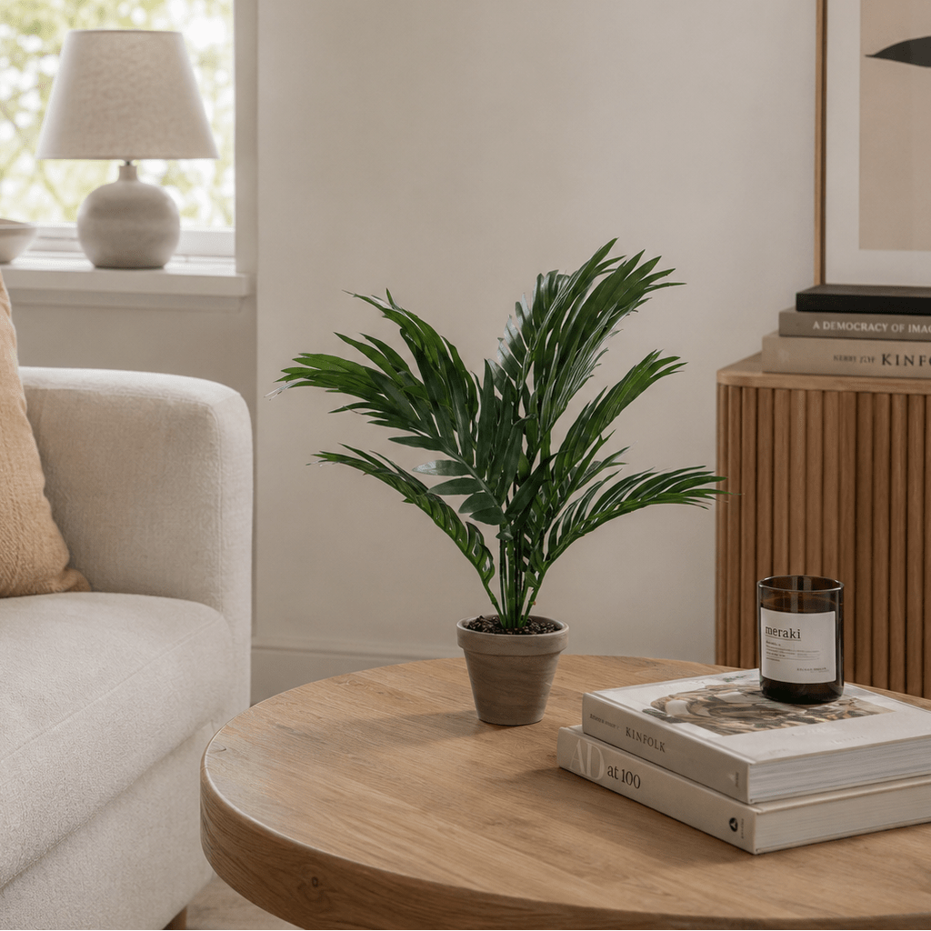 Areca palme kunstig grønn med potte 43 x 39 cm - Lindas Dekor Kunstige planter