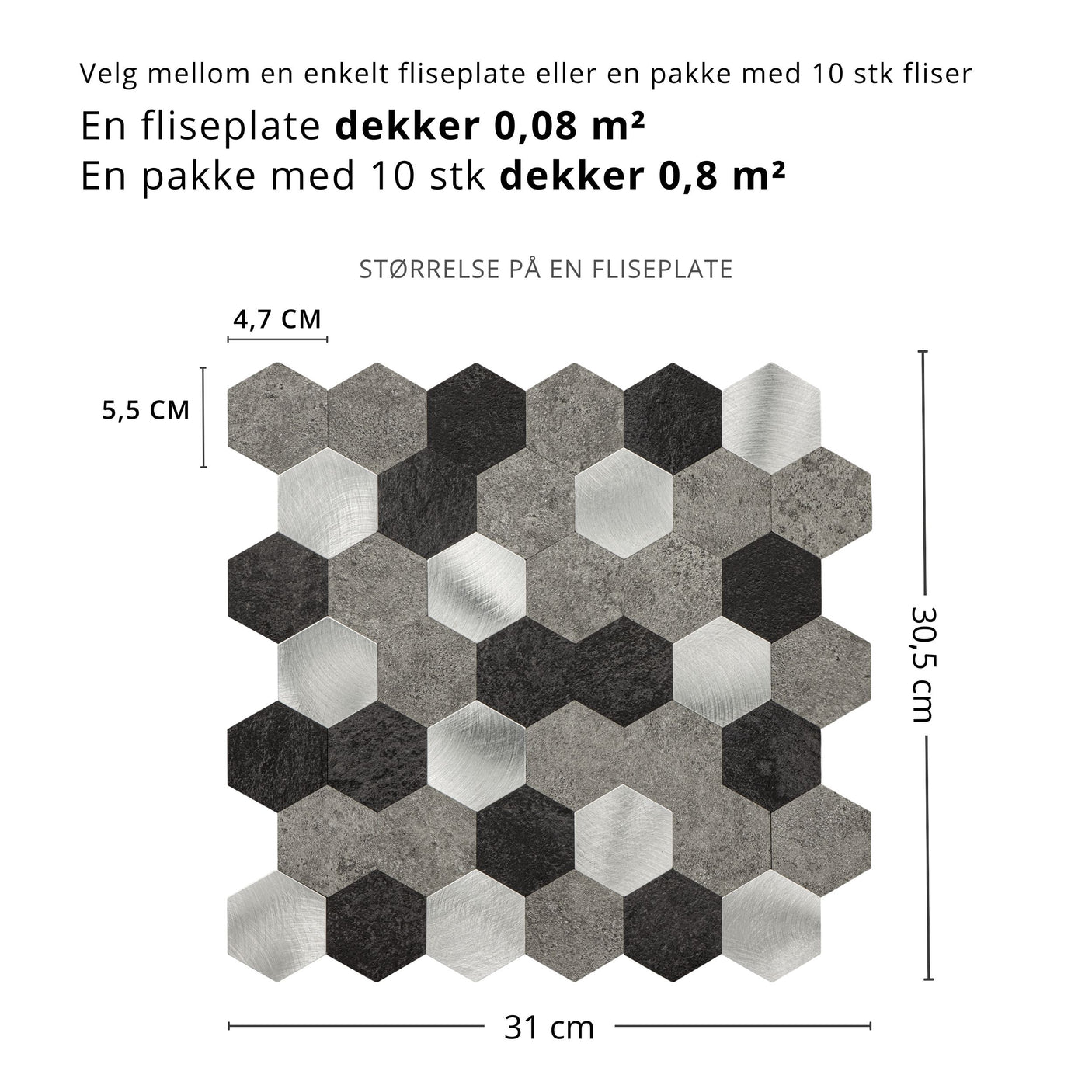 Espresso hexagon selvklebende fliser