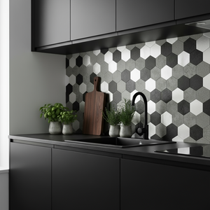 Vareprøve: Espresso hexagon selvklebende fliser