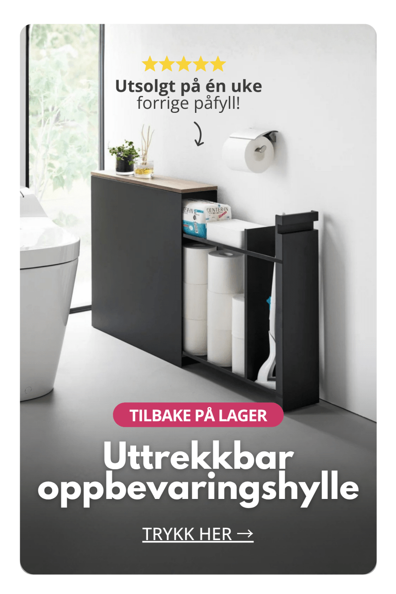 Utdragbar förvaringshylla för toalettpapir och badrumsartiklar placerad bredvid toaletten