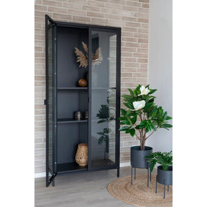 Brisbane vitrineskap 2 glassdører sort stål 80x35x175 cm - bilde 8