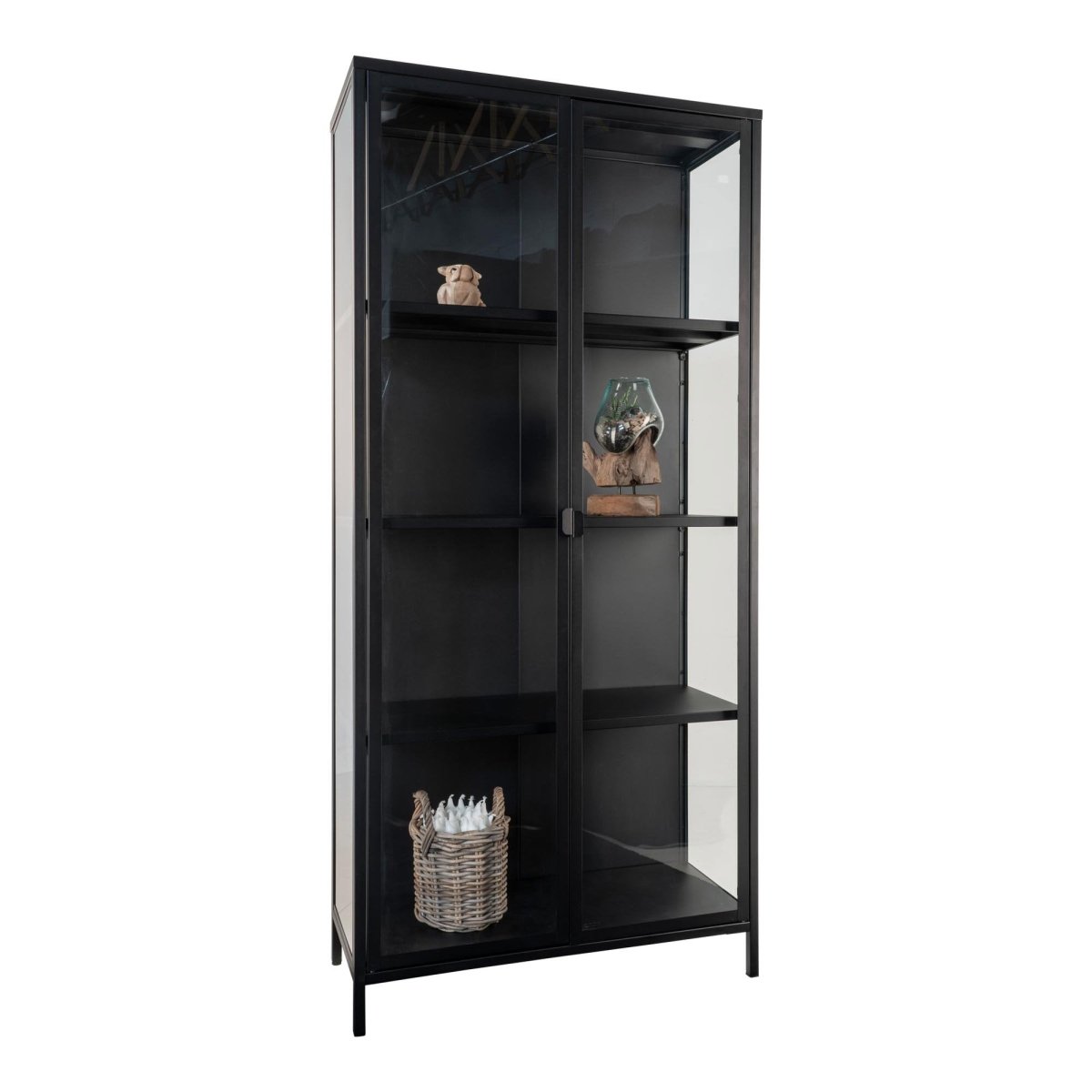 Brisbane vitrineskap 2 glassdører sort stål 80x35x175 cm - bilde 3