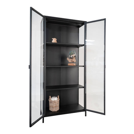 Brisbane vitrineskap 2 glassdører sort stål 80x35x175 cm - bilde 4