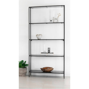 Vita bokhylle 5 hyller sort 80 x 36 x 170 cm - Lindas Dekor Bokhylle