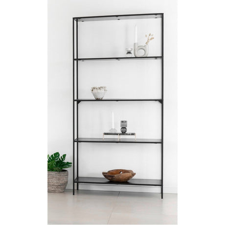 Vita bokhylle 5 hyller sort 80 x 36 x 170 cm - Lindas Dekor Bokhylle