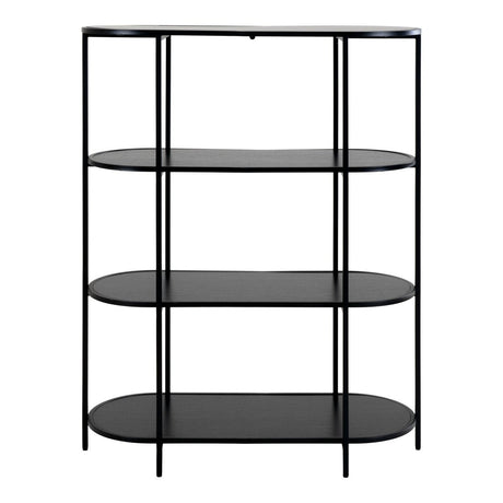 Vita oval bokhylle 4 hyller sort 85x36x111 cm - Lindas Dekor Bokhylle