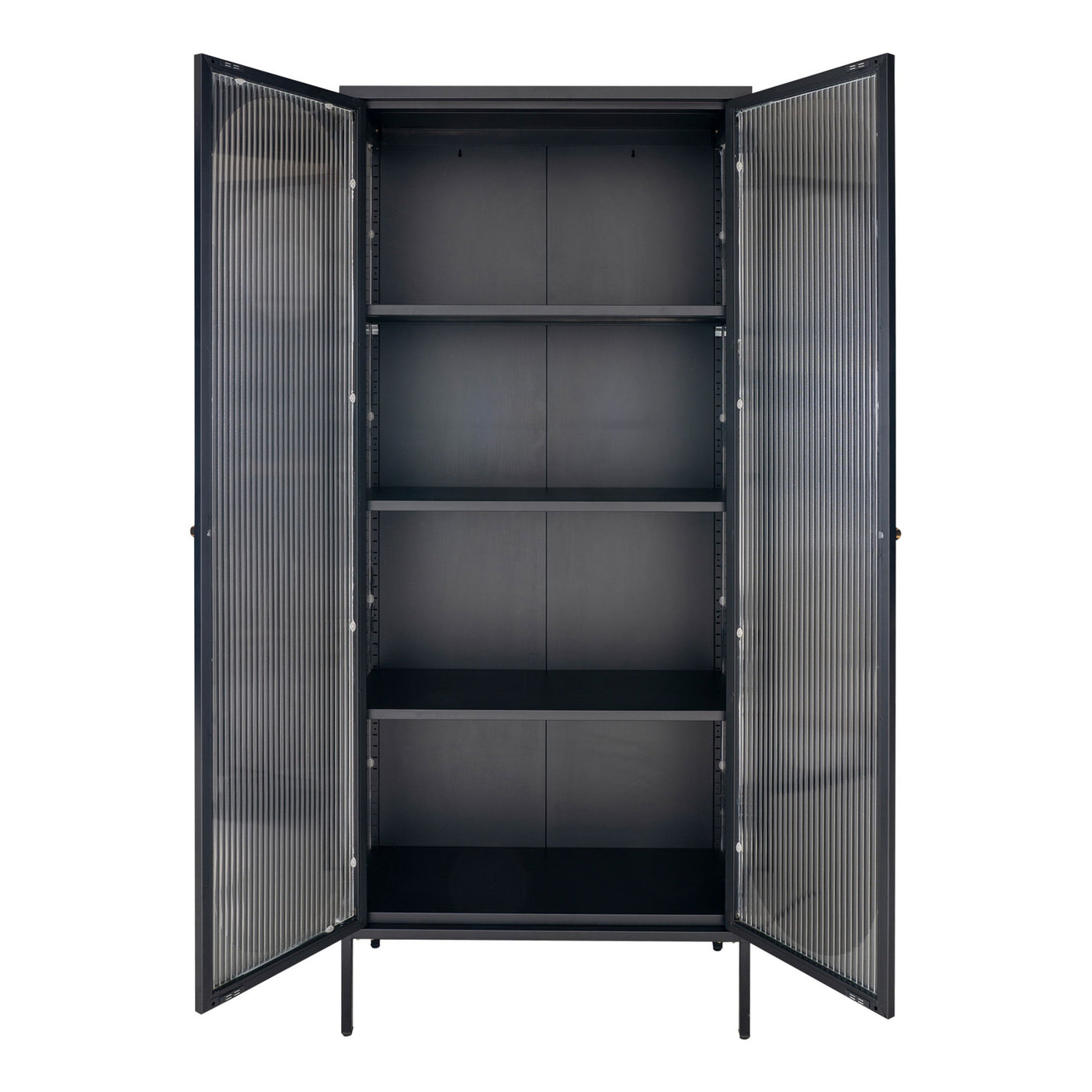 House Nordic Adelaide vitrineskap med rillet glass, sort 80 x 35 x 180 cm