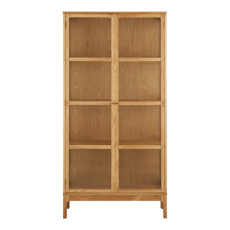 Zamora vitrineskab med 2 glassdøre, naturlig eg, 90x40x180 cm