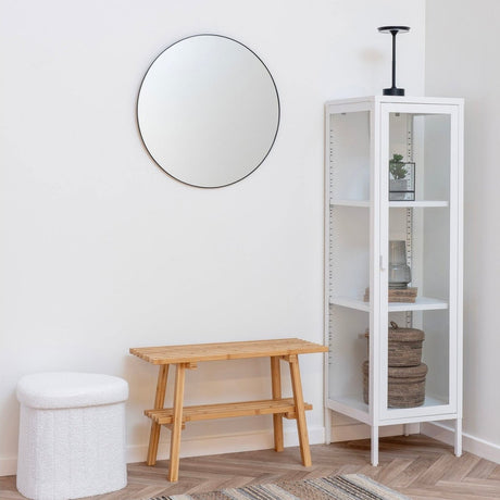 Brisbane smalt vitrineskap 1 glassdør hvit stål 40x35x140 cm - bilde 6
