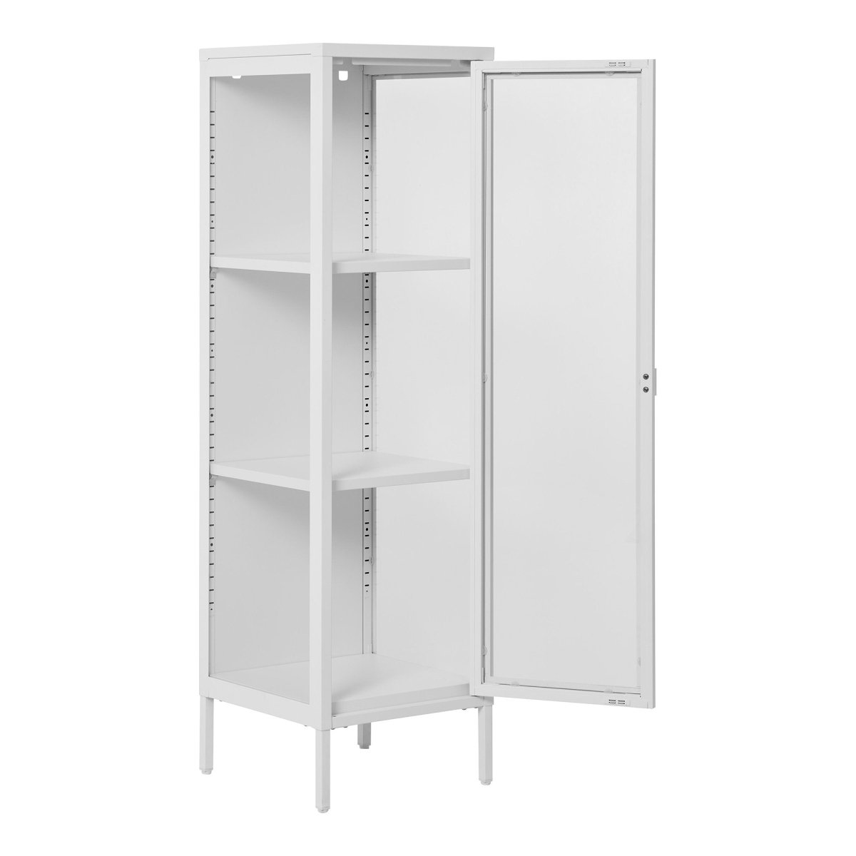 Brisbane smalt vitrineskap 1 glassdør hvit stål 40x35x140 cm - bilde 4