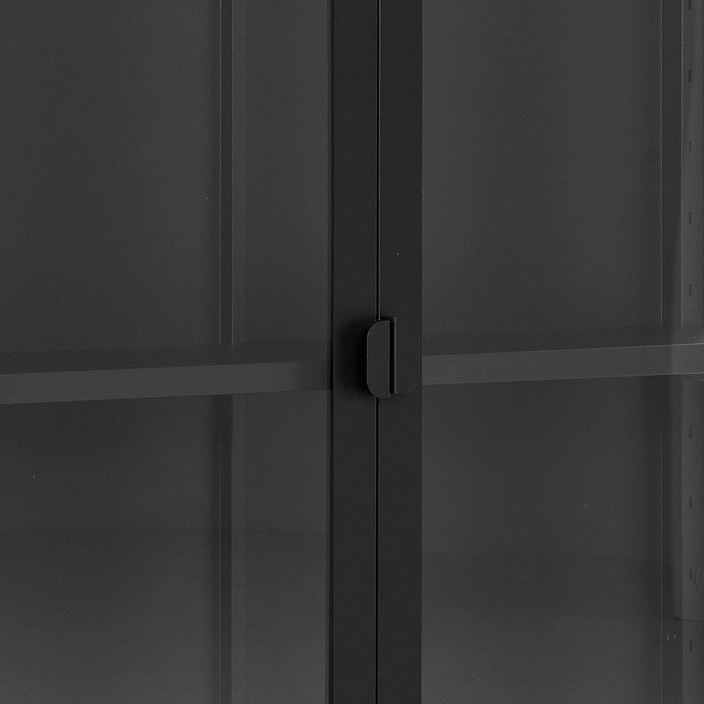 Brisbane vegghengt vitrineskap 2 glassdører sort stål 80x18x80 cm - bilde 2