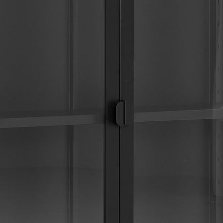 Brisbane vegghengt vitrineskap 2 glassdører sort stål 80x18x80 cm - bilde 2