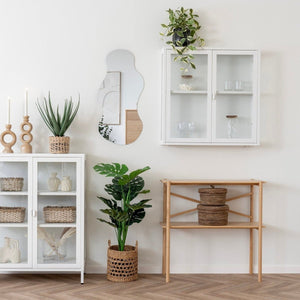 Brisbane vegghengt vitrineskap 2 glassdører hvit stål 80x18x80 cm - bilde 5