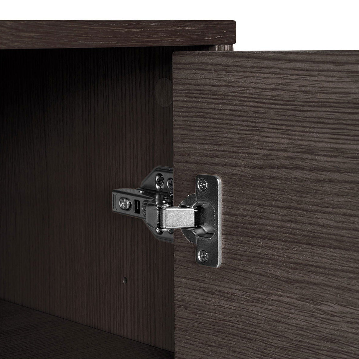 Nærbilde av hengsel på Kyoto sidebord – solid kvalitet