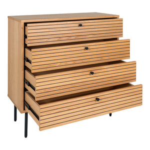Kommode Kyoto i eikefiner med sorte ben i metall – 80 cm bred