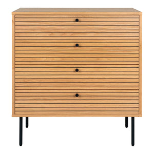 Kyoto kommode med 4 skuffer i eikefiner natur og sorte metallben – House Nordic