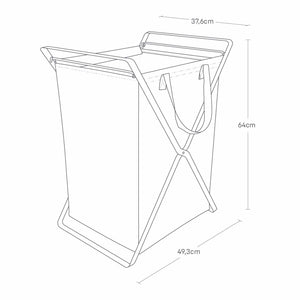 Teknisk tegning av skittentøyskurv med mål og dimensjoner