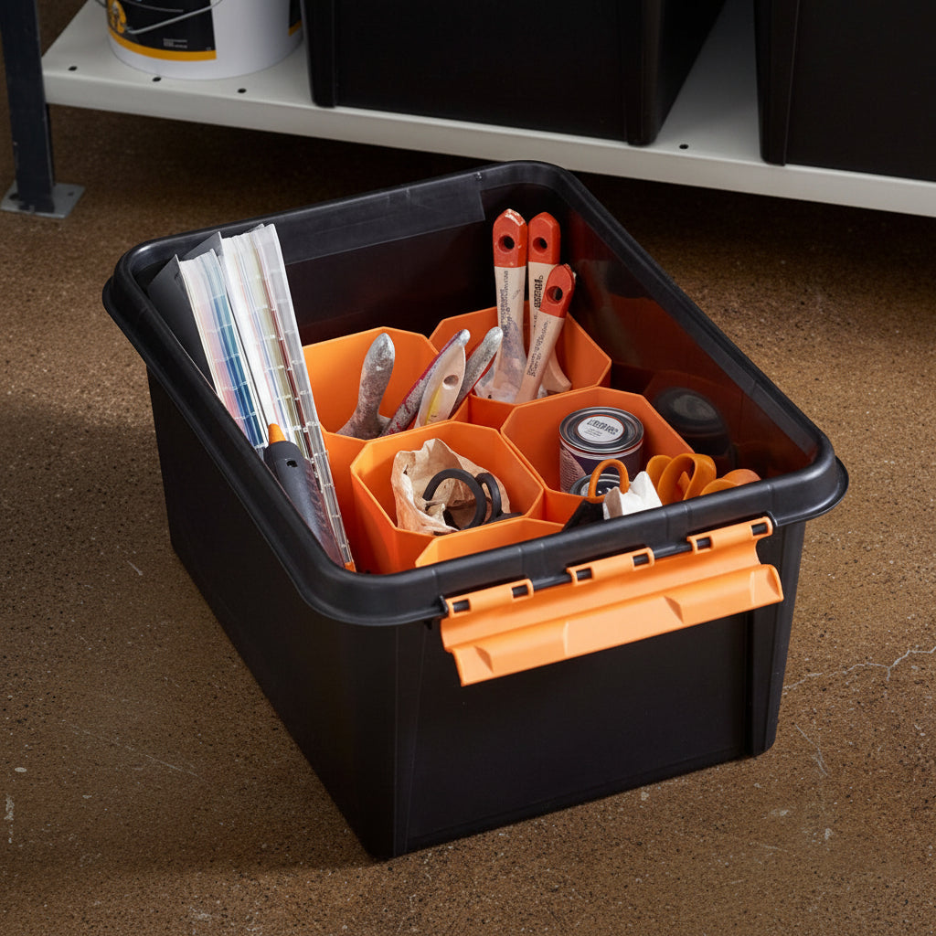 Oppbevaringsboks 14 liter med lokk til bod og lager