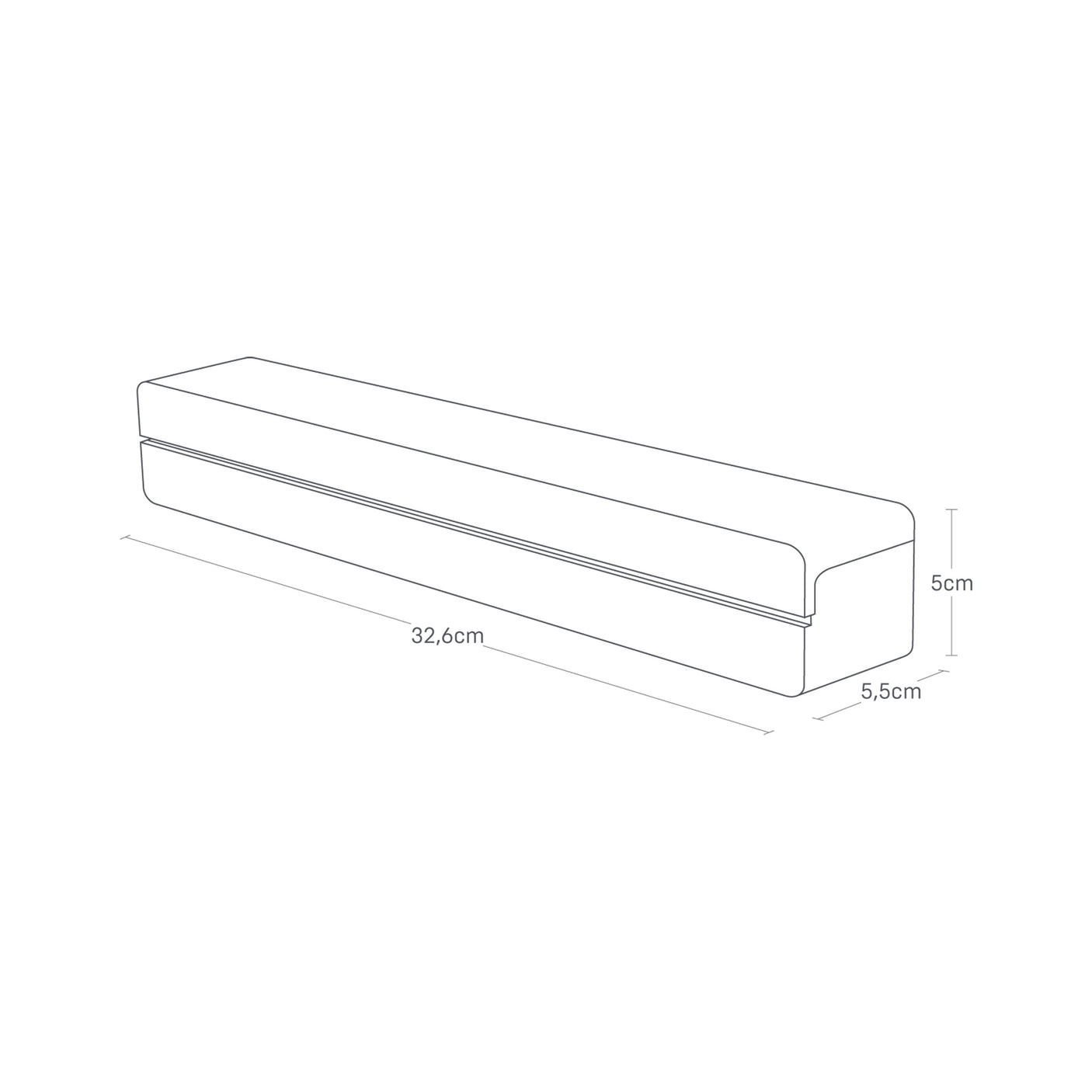 Folieholder i sort metall med magnetfeste brukt på kjøkkenbenk.