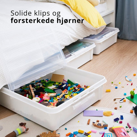 Oppbevaringsboks med lokk og solide klips for trygg oppbevaring