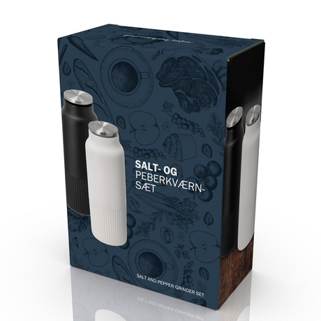 stilrent kvernsett i keramikk og stål til servering