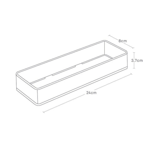 Ryddige og funksjonelle plastbokser til skuffer og hyller.
