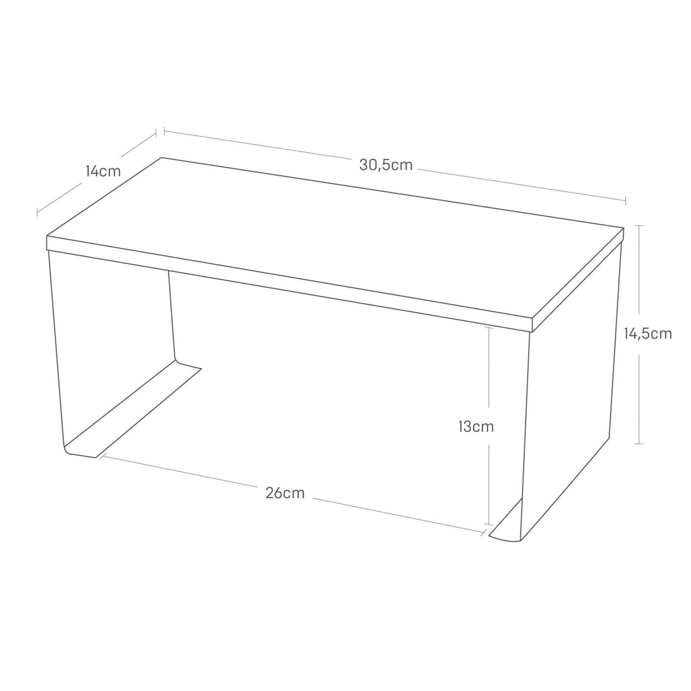 Tynn stabelbar kjøkkenhylle med treplate plassert i kjøkkenskap.