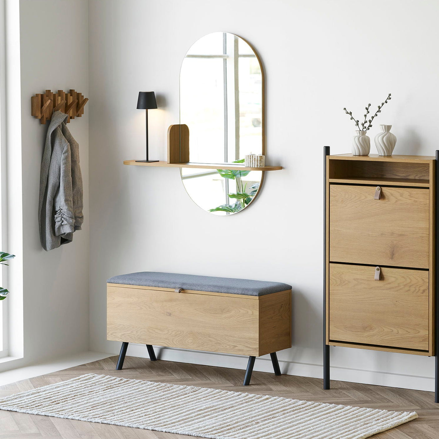 Speil med hylle 92 x 15 x 94,5 cm - Lindas Dekor