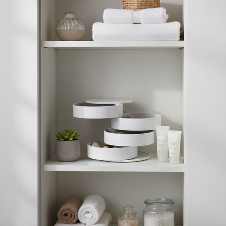 Roterbare smykkebokser hvit 10 x 10 cm