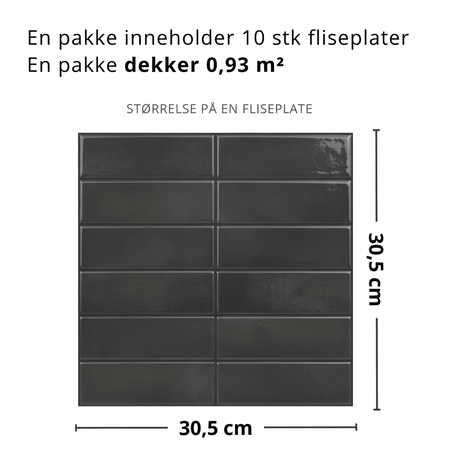 10-pk Adelina antrasitt silkematt selvklebende veggfliser