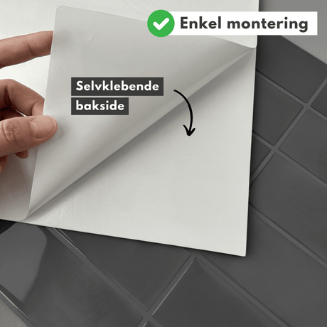 10-pk Adelina antrasitt silkematt selvklebende veggfliser