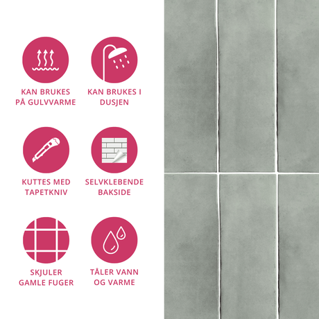 Egenskaper og fordeler ved Katja selvklebende fliser
