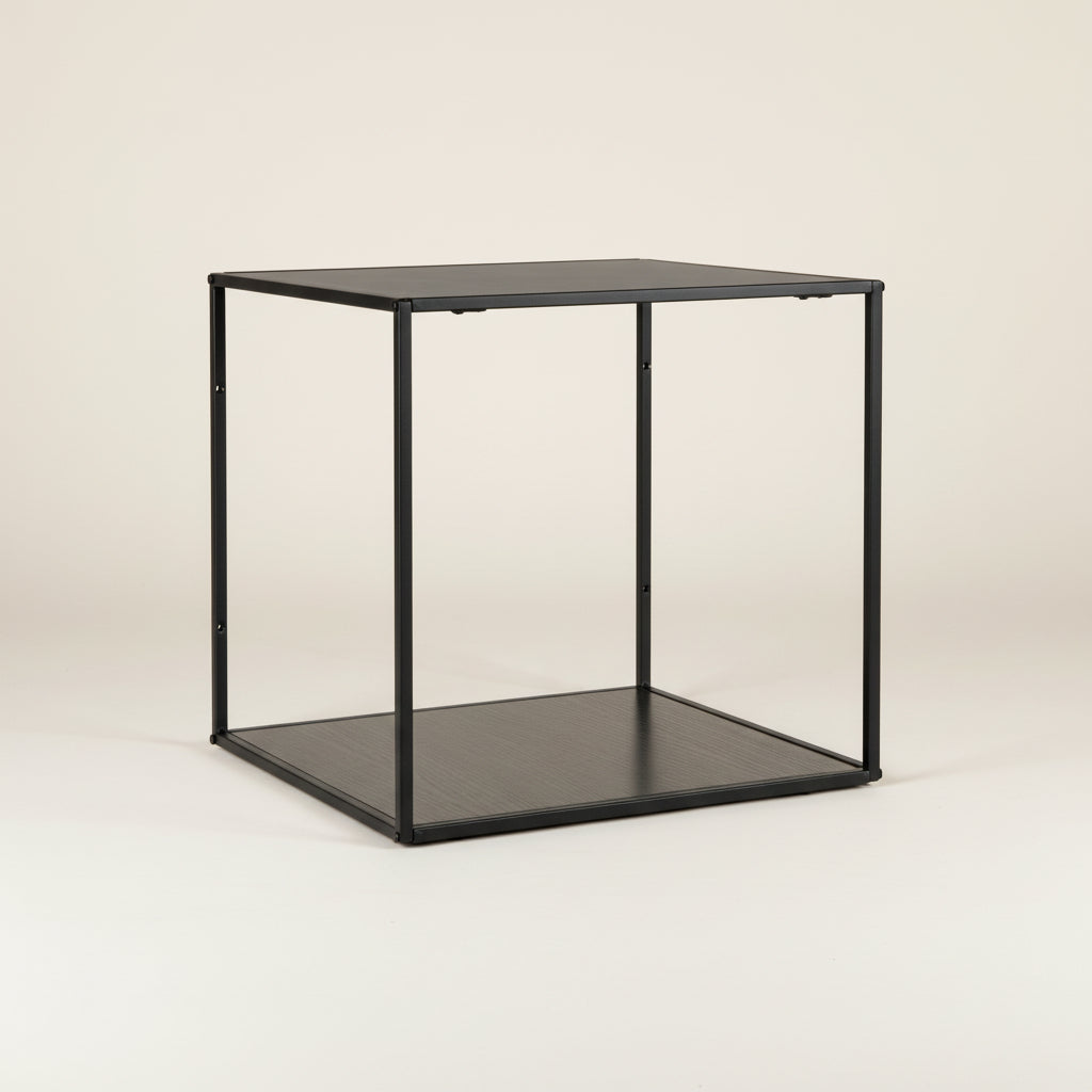 Vita vegghylle svart sort ramme 36 x 36 cm - Lindas Dekor