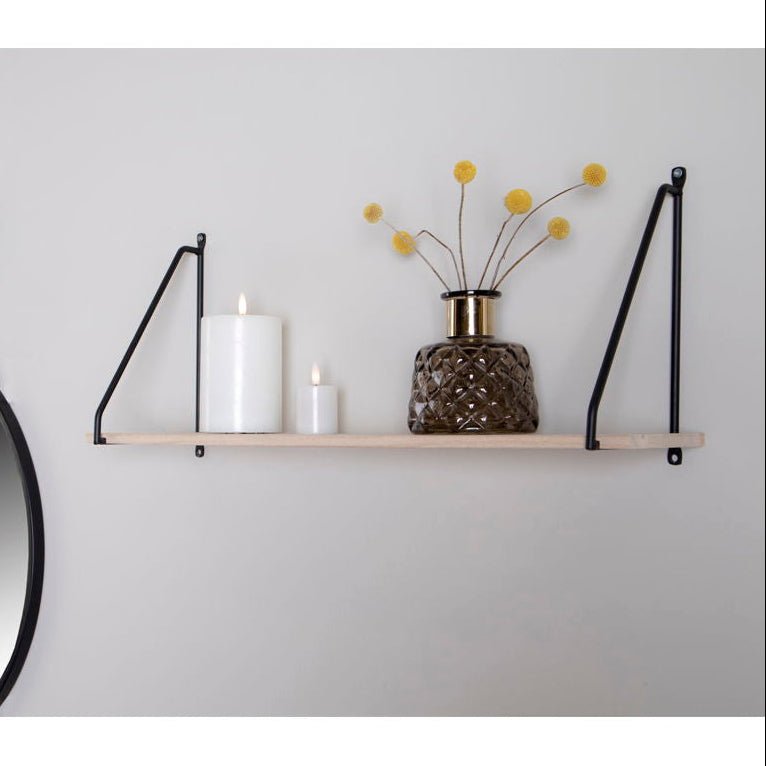 Arnhem vegghylle trehylle sort ramme 65 x 17 cm - Lindas Dekor