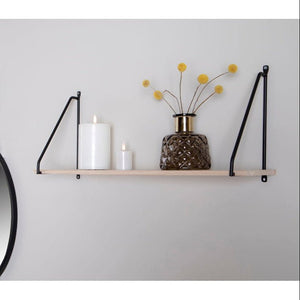 Arnhem vegghylle trehylle sort ramme 65 x 17 cm - Lindas Dekor