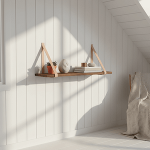 Forno hylle natur brune skinnstropper 80 x 20 cm - Lindas Dekor
