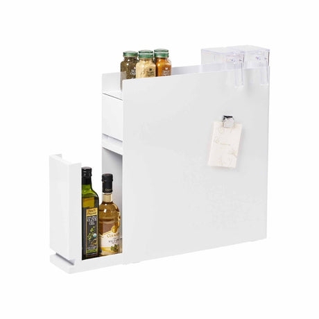 Skyvbar krydderhylle hvit magnetisk 50 x 52,5 cm - Lindas Dekor