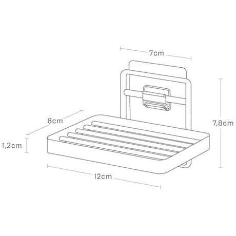 Sort såpehylle med minimalistisk design.
