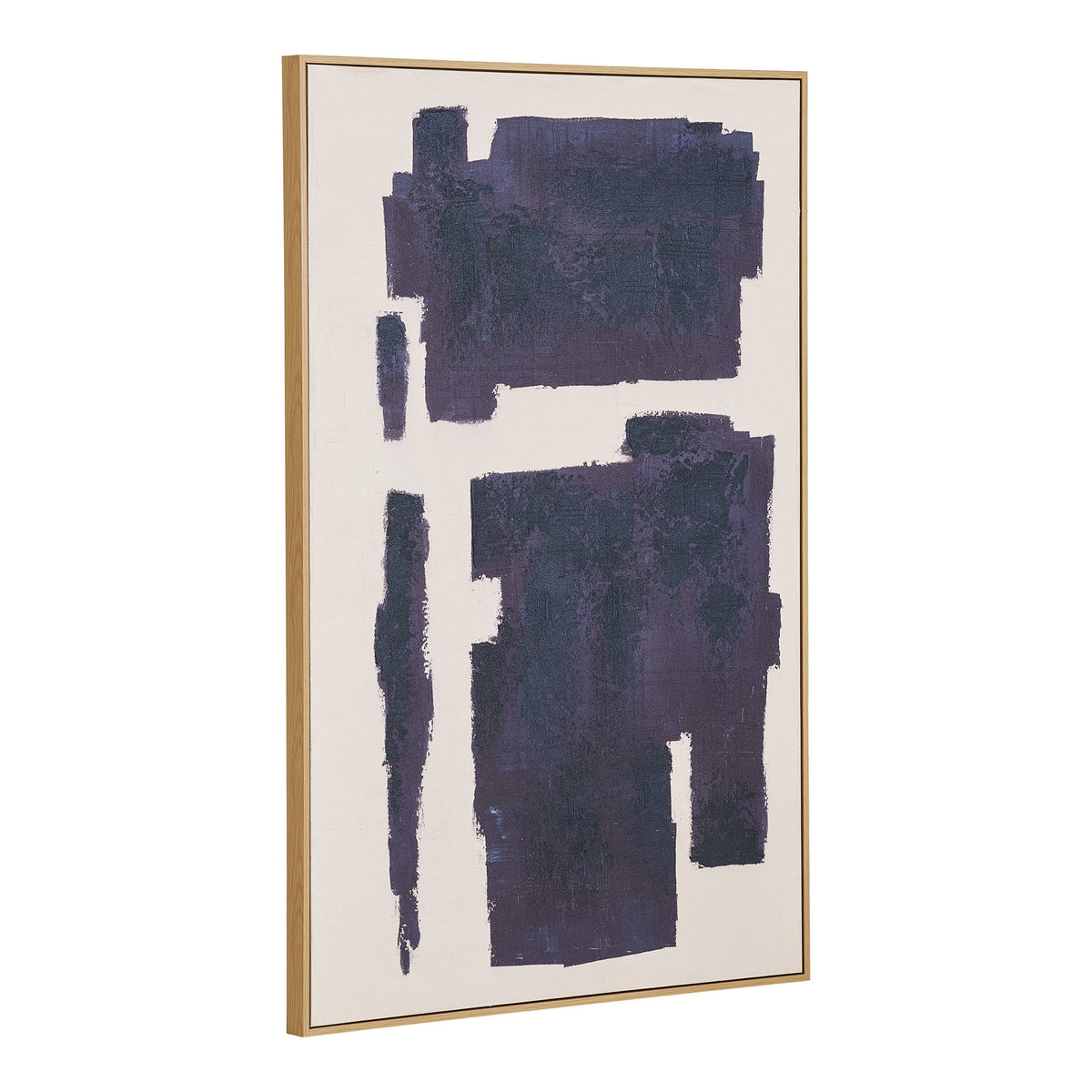Edna veggbilde på lerret med håndmalte detaljer beige og blå 100x150 cm