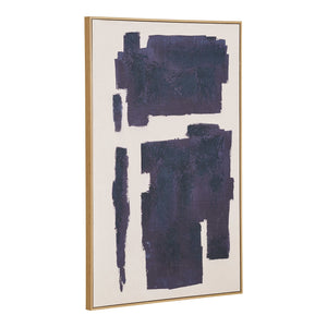 Edna veggbilde på lerret med håndmalte detaljer beige og blå 100x150 cm