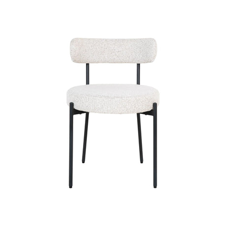 Polstret bouclé-stol med sort metallramme, tidløs design som passer perfekt til spisebord, hjemmekontor eller moderne interiør