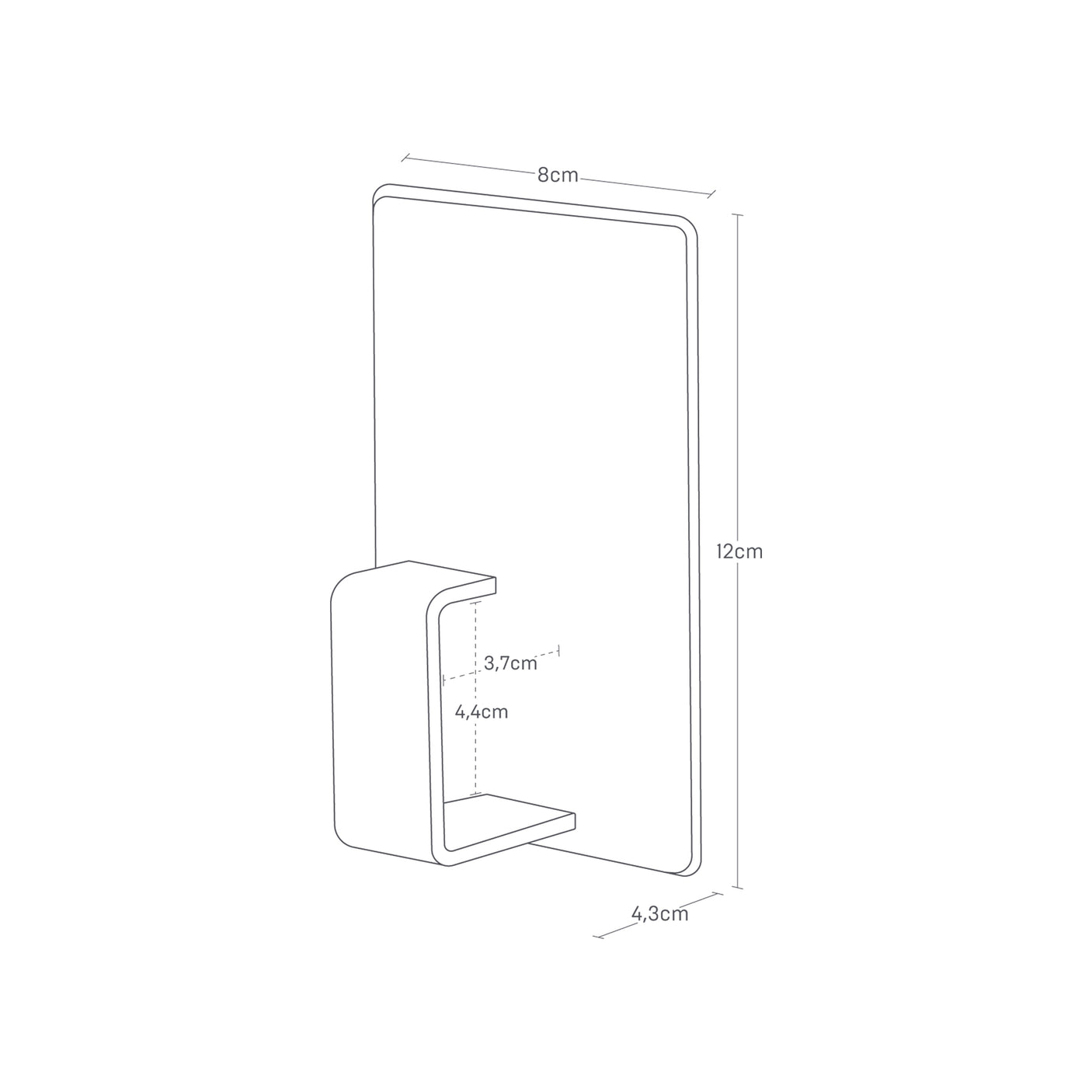 Detaljbilde av hvit magnetisk krok på metalloverflate.