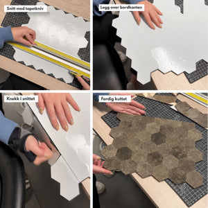 10-pk Hexagon brun betong selvklebende veggfliser