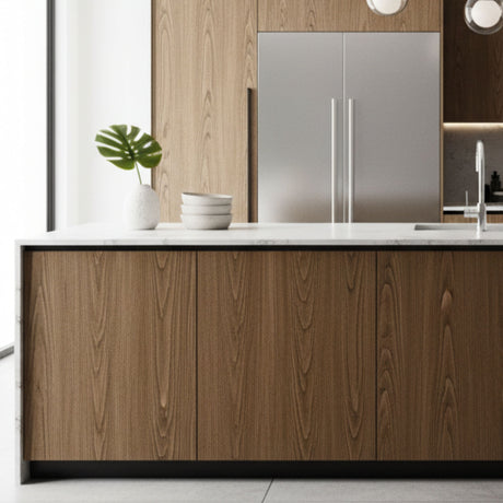 Mørk eik selvklebende kontaktplast til kjøkkenfronter – trelook folie for moderne og rimelig kjøkkenoppussing