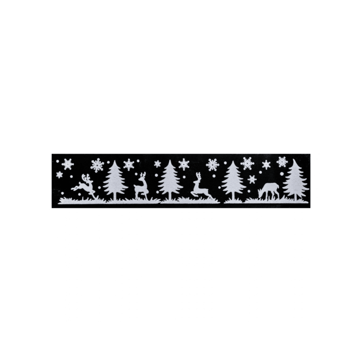 Julebanner stickers med reinsdyr og grantrær hvit 58 x 12 cm - Lindas Dekor Wallstickers