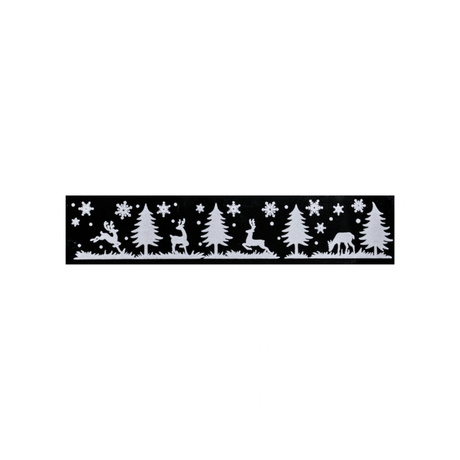 Julebanner stickers med reinsdyr og grantrær hvit 58 x 12 cm - Lindas Dekor Wallstickers