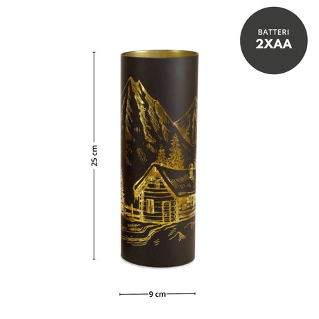 Lyslykt LED "Hytta" sort stor - Lindas Dekor